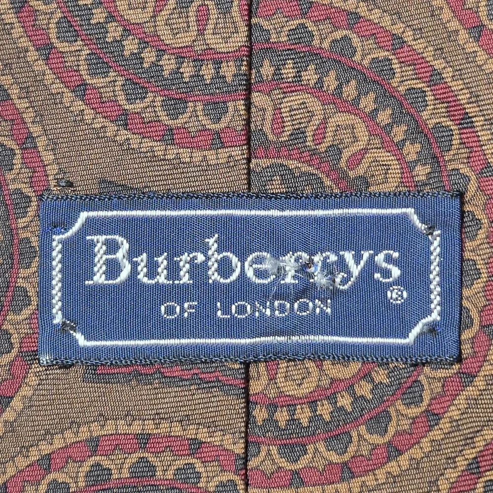 VTG Burberrys London Men's Silk Medallion Necktie Brown‎ Red Blue USA